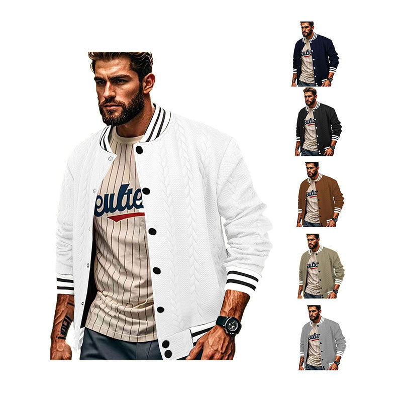 Herren Sportswear-Bomberjacke mit strukturiertem Design und Kontraststreifen Echoarchiv