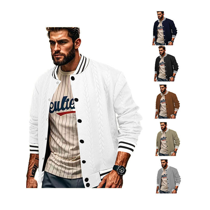 Herren Sportswear-Bomberjacke mit strukturiertem Design und Kontraststreifen Echoarchiv