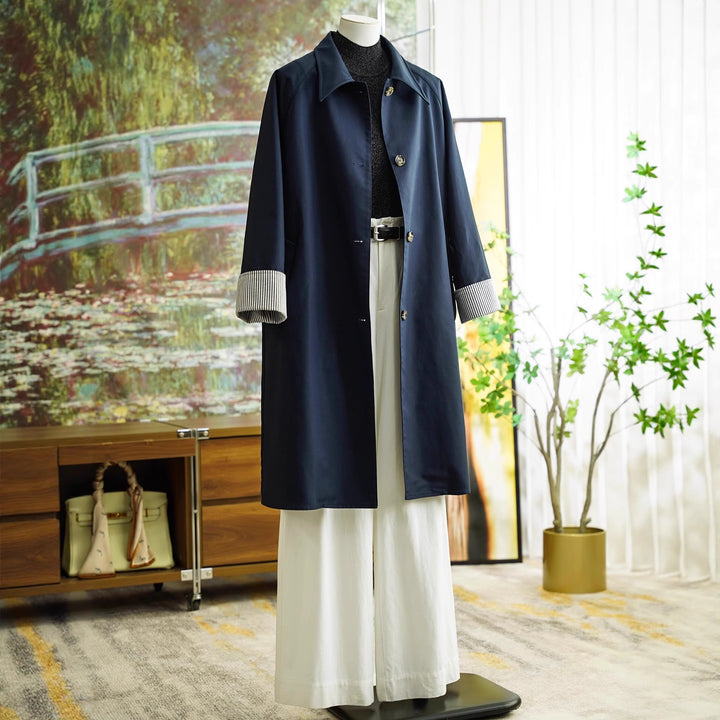 Damen Eleganter Trenchcoat mit Kontrastdetails Echoarchiv