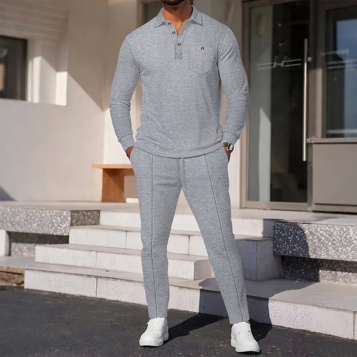 Herren Elegantes Freizeit Set mit strukturiertem Oberteil und bequemen Hosen Echoarchiv
