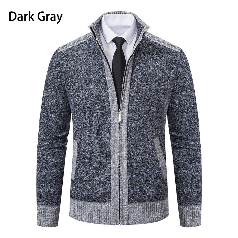 Herren modische Strickjacke mit hohem Kragen und Reißverschluss Echoarchiv