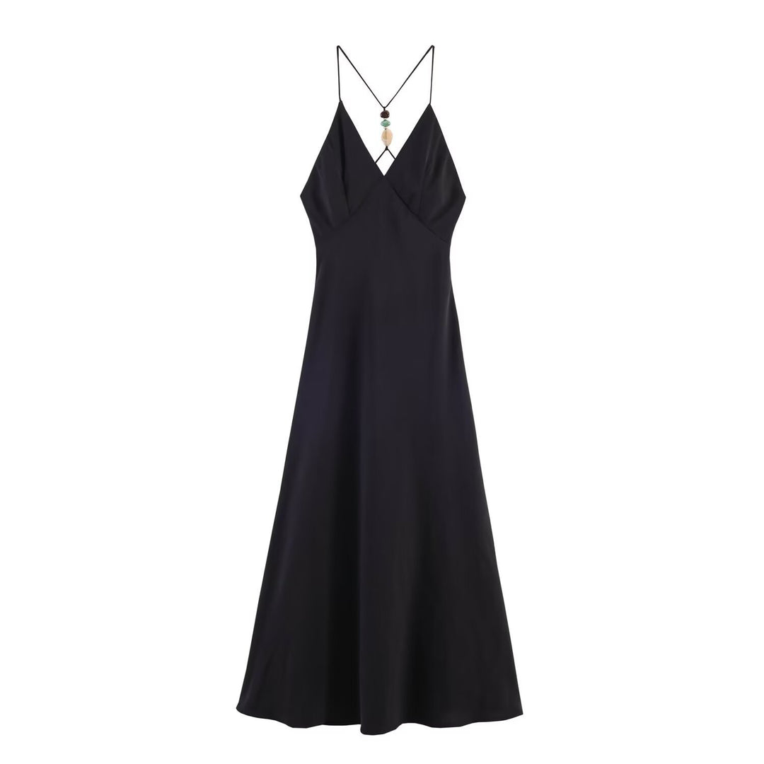 Damen Maxikleid mit zartem Spaghettiträgerdesign und eleganter Drapierung Echo Archiv