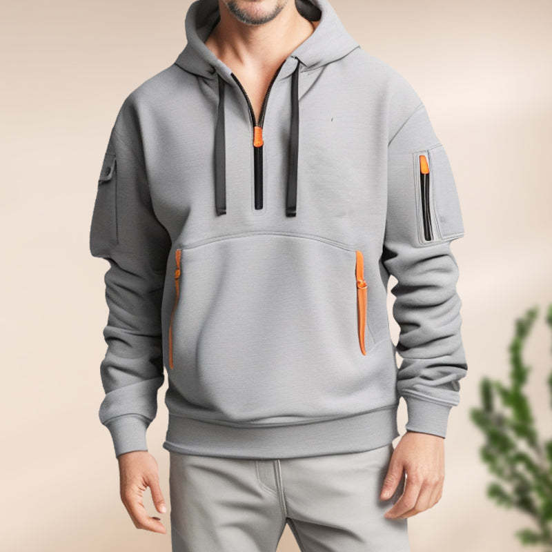Herren funktionaler Kapuzenpullover mit innovativem Reißverschluss und praktischen Taschen Echoarchiv
