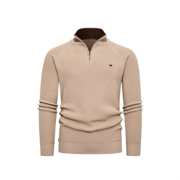 Herren Strickpullover mit Stehkragen und Reißverschluss Echoarchiv