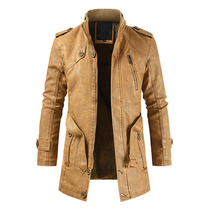 Herren modische Biker-Lederjacke mit asymmetrischem Reißverschluss und praktischen Taschen Echoarchiv