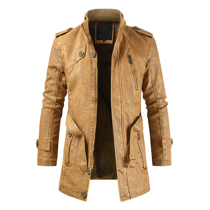Herren modische Biker-Lederjacke mit asymmetrischem Reißverschluss und praktischen Taschen Echoarchiv