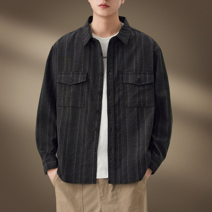 Herren Gestreiftes Hemdjacke mit Brusttaschen Echo Archiv