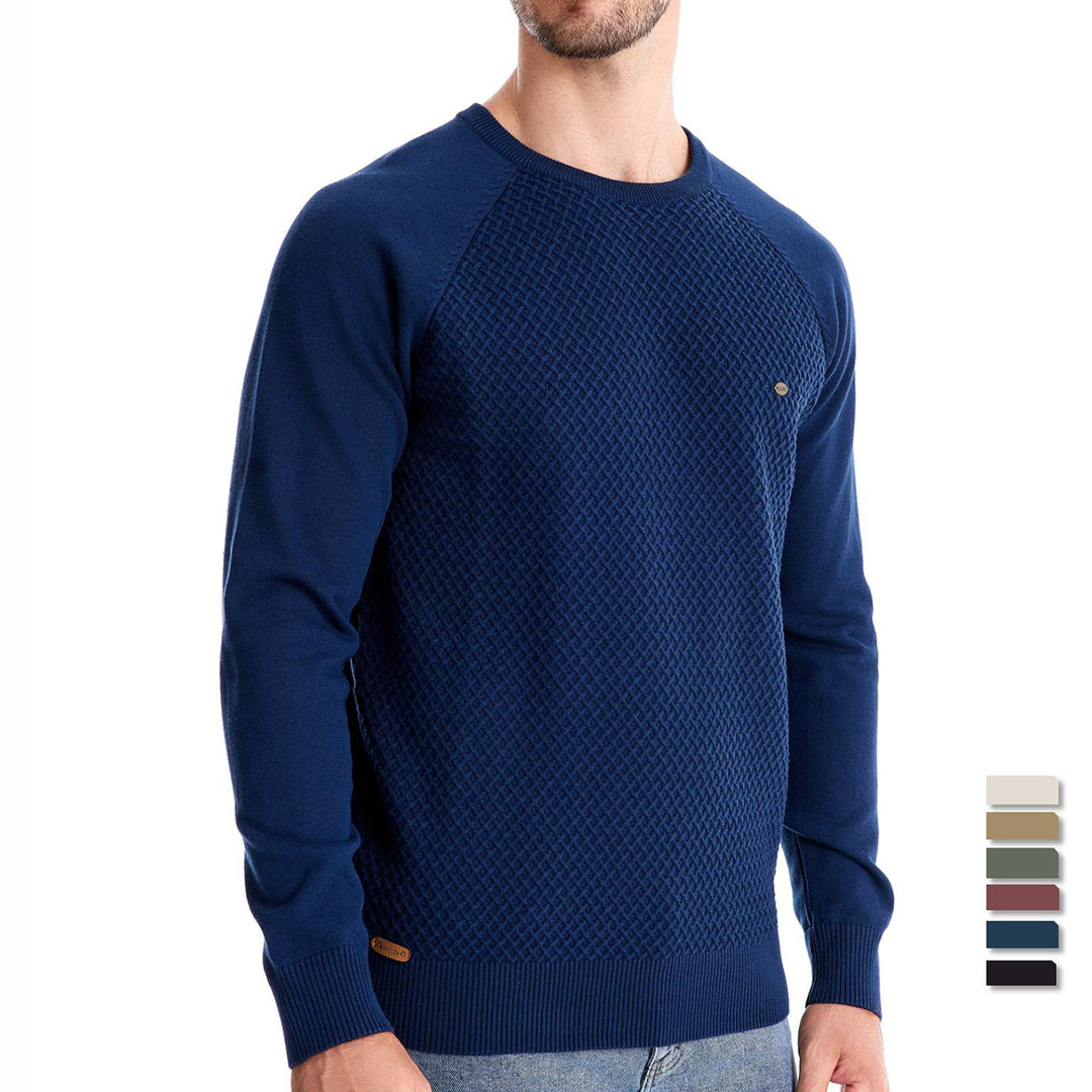 Herren Strickpullover mit modernem Strukturmuster und Rundhalsausschnitt Echoarchiv