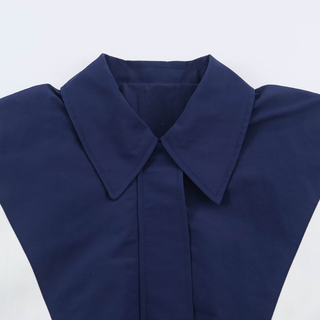 Damen Cropped Colorblock-Bomberjacke mit übergroßem Hemdkragen und elastischem Saum Echoarchiv