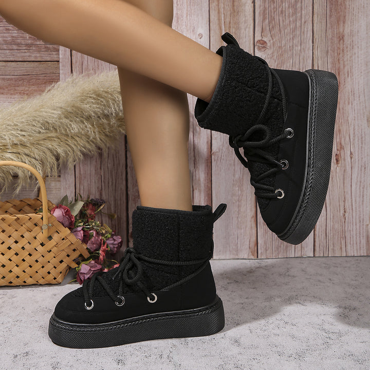 Damen Gefütterte Plateau-Schnürboots mit Teddyfutter und dicker Profilsohle – Lioré