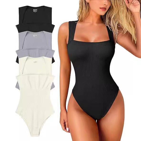 Damen Figurbetonter Bodysuit aus strukturiertem Ribstoff Echo Archiv