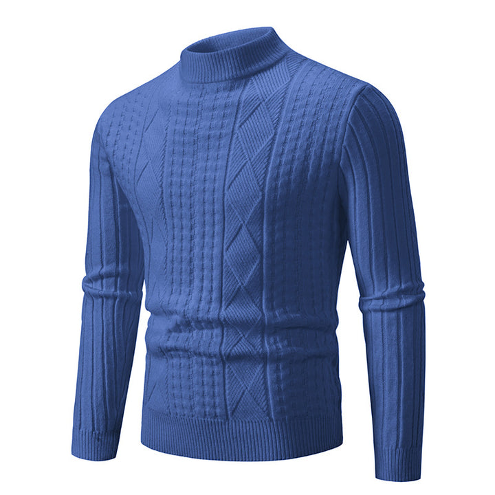 Herren Strickpullover mit strukturiertem Muster und hohem Kragen Echoarchiv