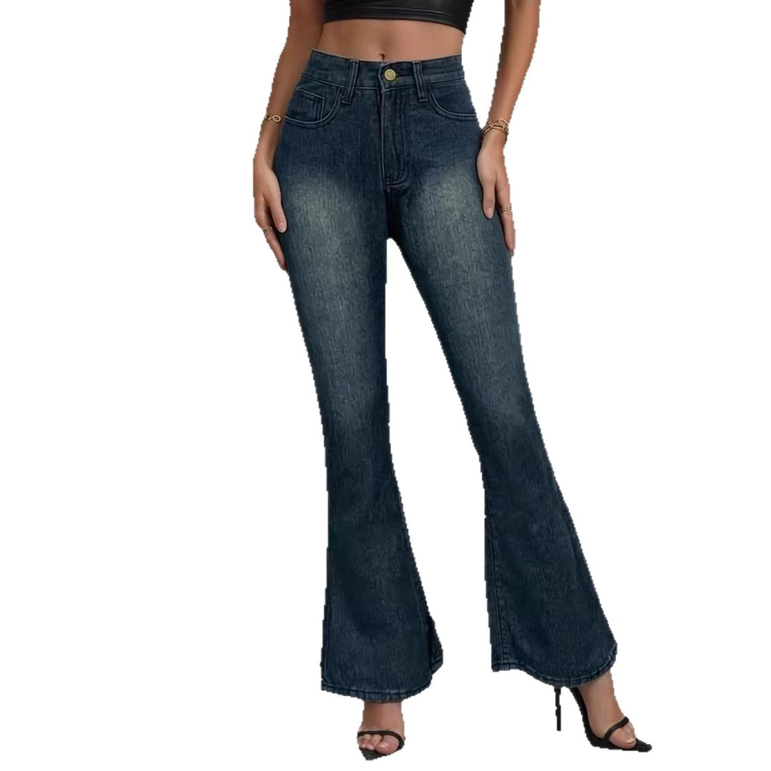 Damen Flared Jeans mit hohem Bund und einzigartigem Strukturdesign Echo Archiv