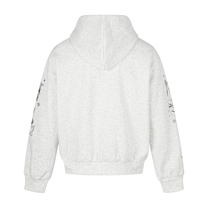 Unisex Bedruckte Kapuzen‑Zipjacke im lässigen Boxy‑Cut mit durchgehendem Reißverschluss Echoarchiv