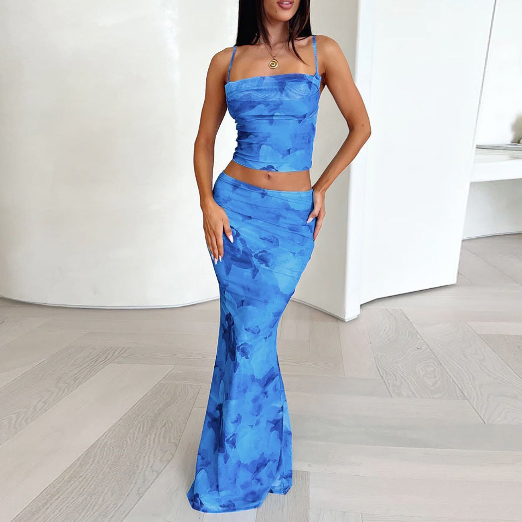 Damen Elegantes cropped Top und schwingende Maxi-Hose Set Echo Archiv