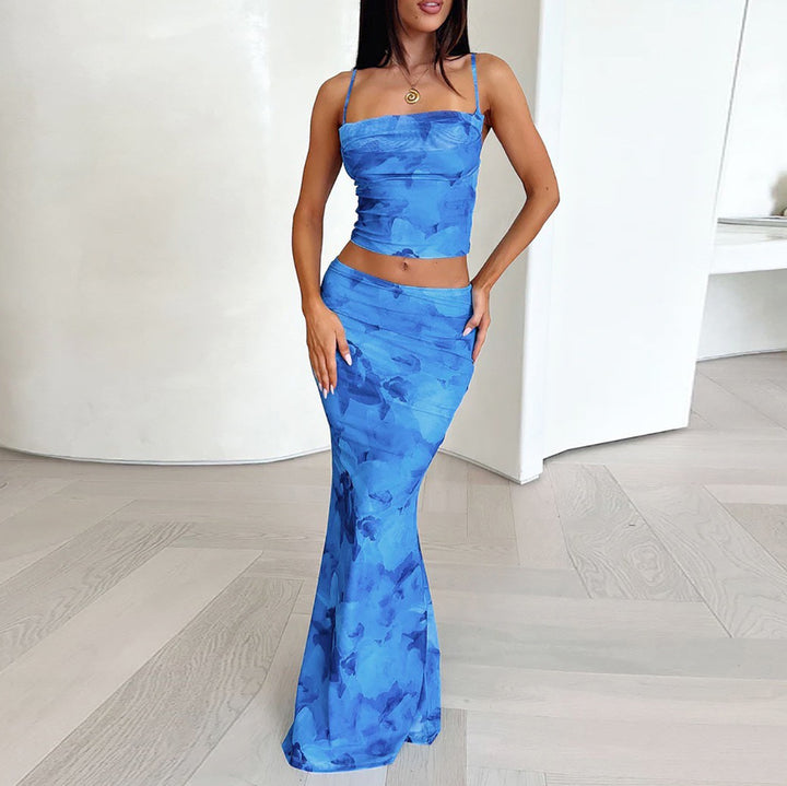 Damen Elegantes cropped Top und schwingende Maxi-Hose Set Echo Archiv