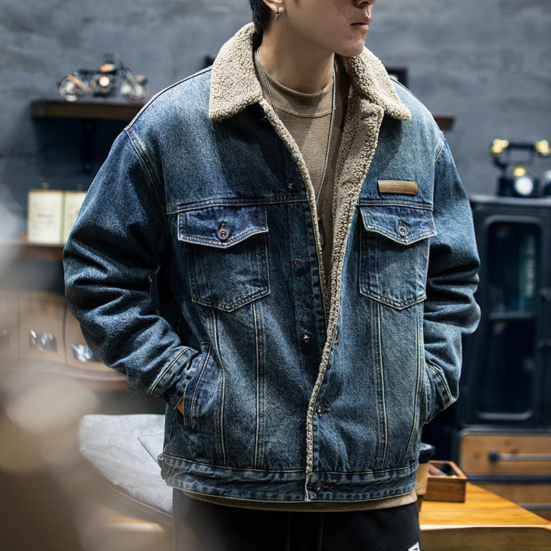 Herren Lässige Jeansjacke mit Teddyfutter Echoarchiv