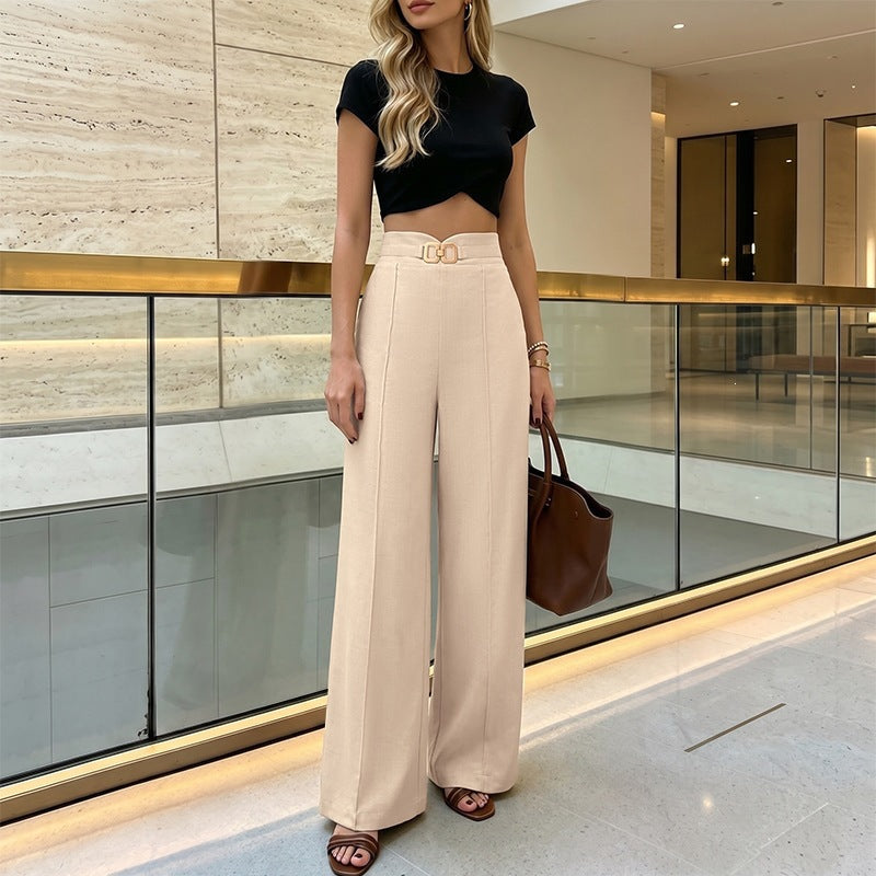 Damen Elegante Hochtaillierte Palazzo-Hose Echo Archiv