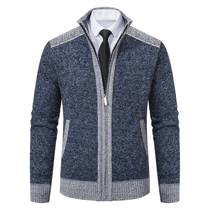 Herren nan strukturierter Strickcardigan mit Stehkragen und durchgehendem Reißverschluss Echo Archiv