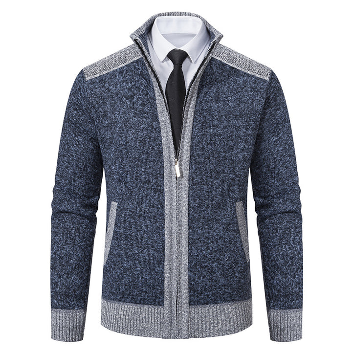 Herren nan strukturierter Strickcardigan mit Stehkragen und durchgehendem Reißverschluss Echo Archiv