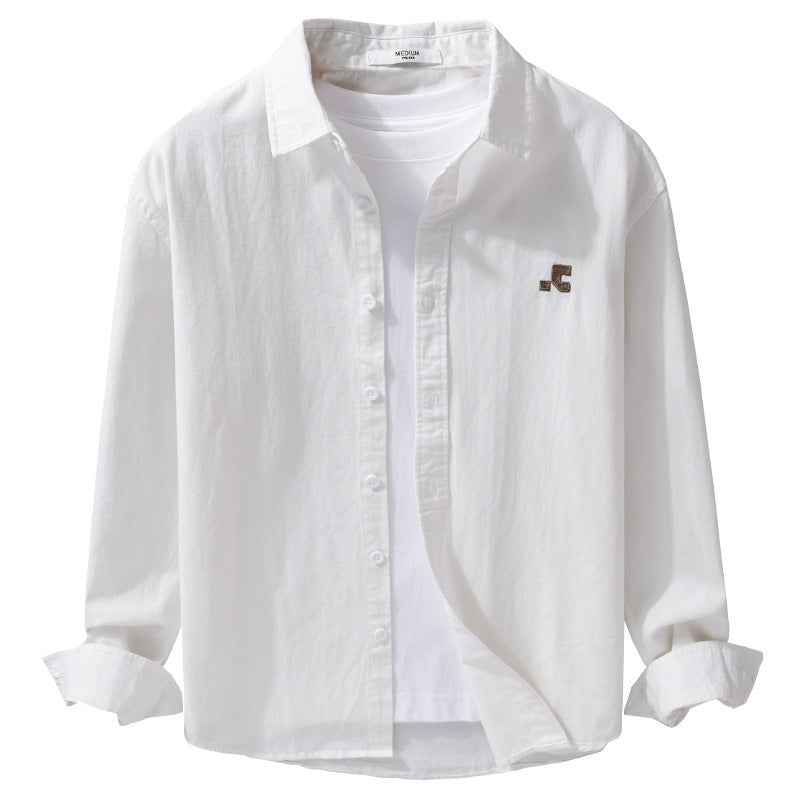 Herren Lässiges Baumwoll-Overshirt mit Kentkragen, dezentem Sticklogo und Relaxed‑Fit Echoarchiv