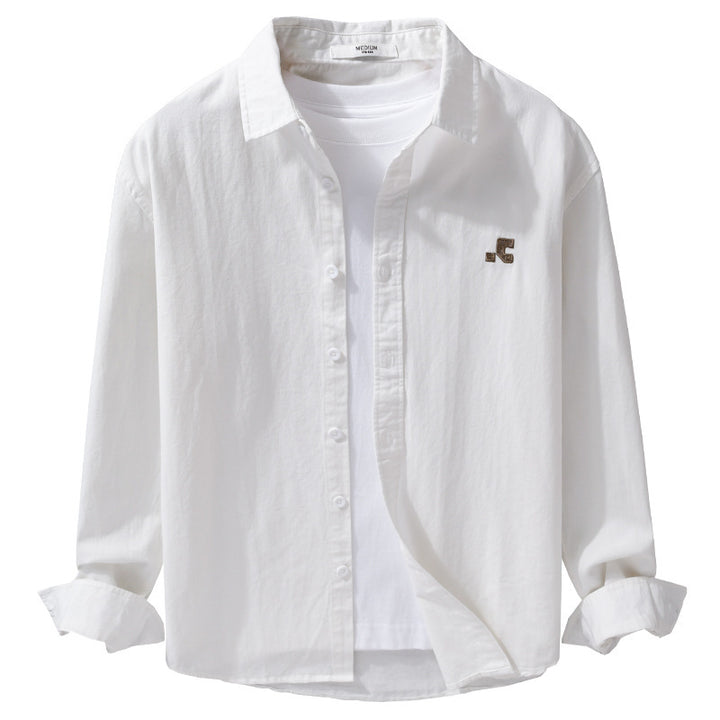 Herren Lässiges Baumwoll-Overshirt mit Kentkragen, dezentem Sticklogo und Relaxed‑Fit Echoarchiv