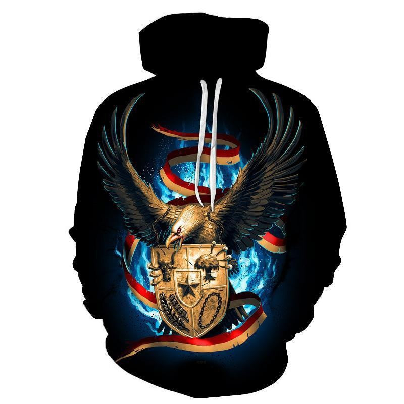 Herren Kapuzenpullover mit kreativer Wolfsgrafik Echoarchiv