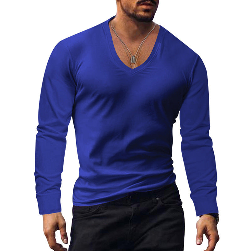 Herren V-Ausschnitt Langarmshirt aus weichem Baumwollmix mit figurbetonter Passform Echoarchiv