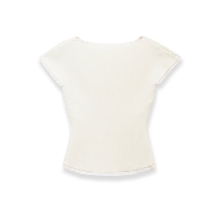 Damen figurbetontes kurzärmliges Shirt mit Rippstruktur Echo Archiv