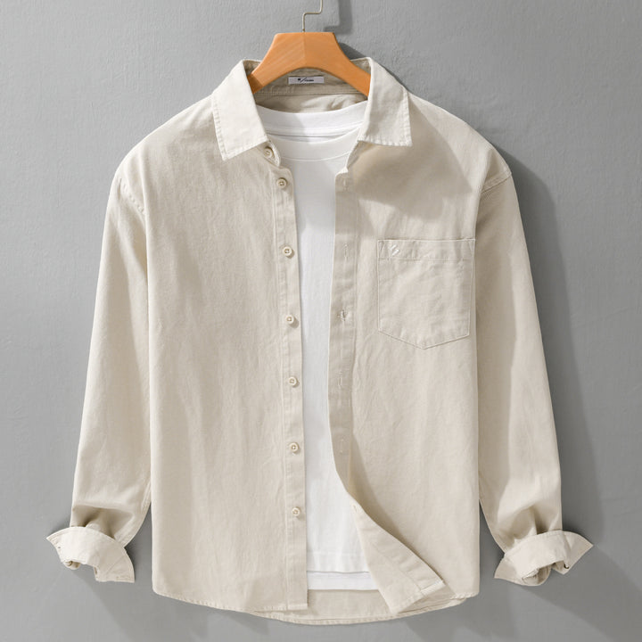 Herren Hemdjacke-Overshirt aus softem Baumwoll-Twill im Layering-Look mit aufgesetzter Brusttasche Echoarchiv