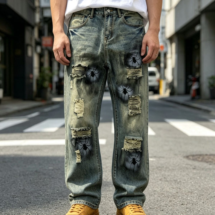 Herren Lässige Ripped Baggy-Jeans Echoarchiv
