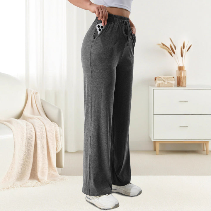 Damen weite Jersey-Loungehose mit hohem Komfortbund und Seitentaschen echoarchiv-