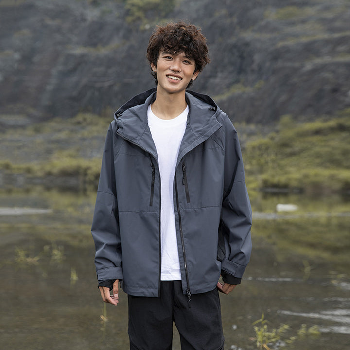Herren Technische Regen-Softshell-Jacke mit Kapuze, Reißverschluss und verstellbarem Saum Echo Archiv