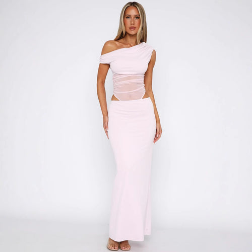 Damen Elegantes Maxikleid mit asymmetrischem Schnitt und transparenten Einsätzen Echo Archiv