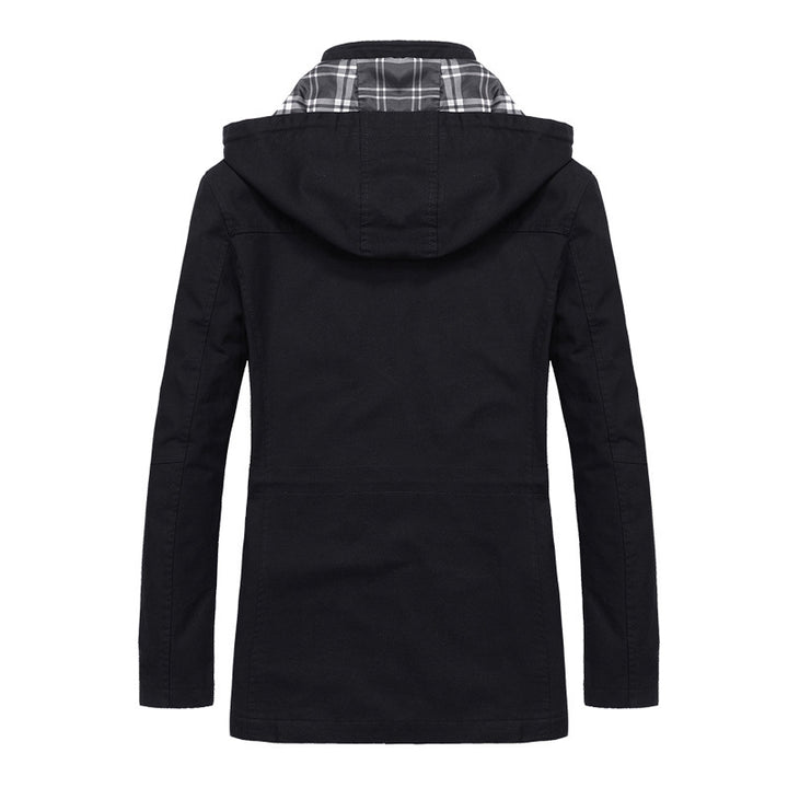 Herren leichter Kapuzen‑Fieldparka aus Baumwollmix mit karierter Innenfütterung Echo Archiv