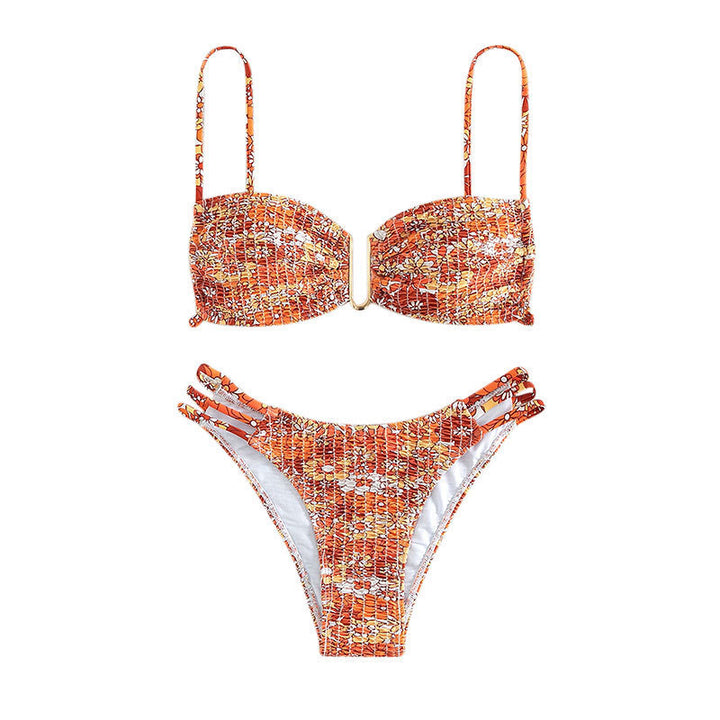 Damen Bikini-Set mit verspieltem Mustermix und modernen Schnürdetails Echo Archiv