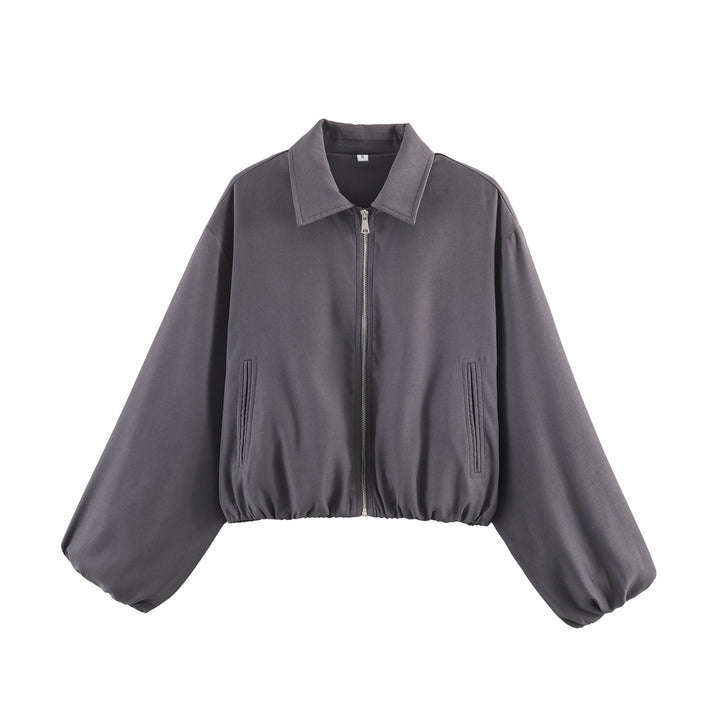 Damen Kurzjacke im Harrington‑Stil mit Polka‑Dot‑Muster, Ballonärmeln und elastischem Saum Echo Archiv