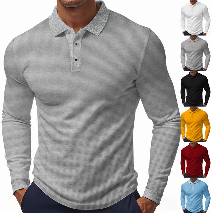 Herren Langarm-Polohemd im strukturierten Design mit modernem Schnitt Echoarchiv