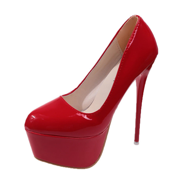 Damen Plateau-Pumps mit glänzendem Obermaterial und hohem Stiletto-Absatz – Lioré
