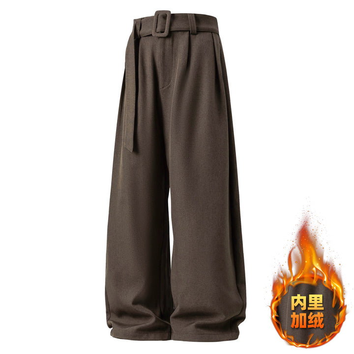Damen Weite High-Waist Palazzo-Hose mit Bundfalten und Bindegürtel Echo Archiv