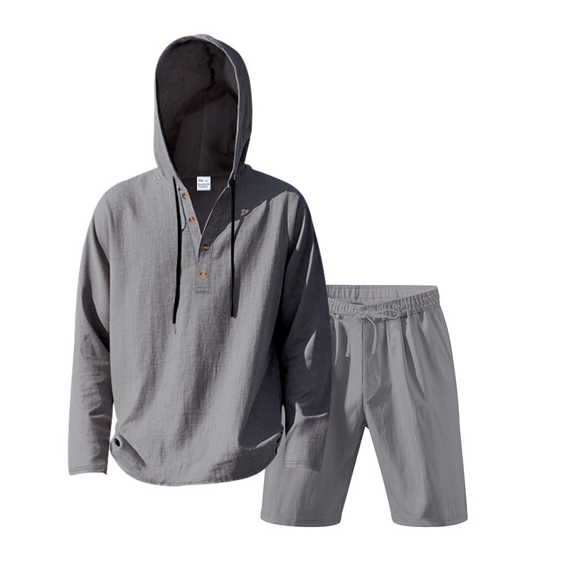 Herren lässiges Freizeit-Set mit Hoodie und Shorts Echoarchiv