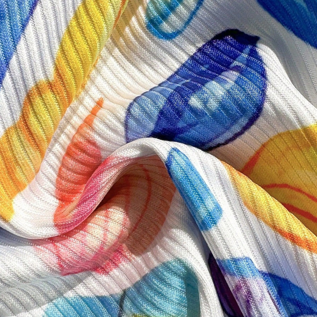 Damen fröhlicher Blumenmuster-Bikini mit Rüschen Echo Archiv