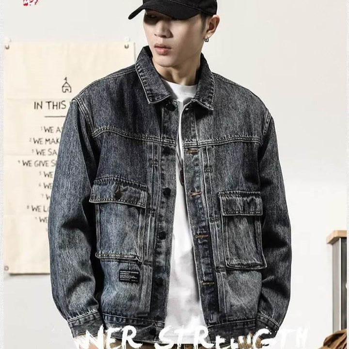 Herren Modische Denimjacke mit praktischen Taschen Echoarchiv