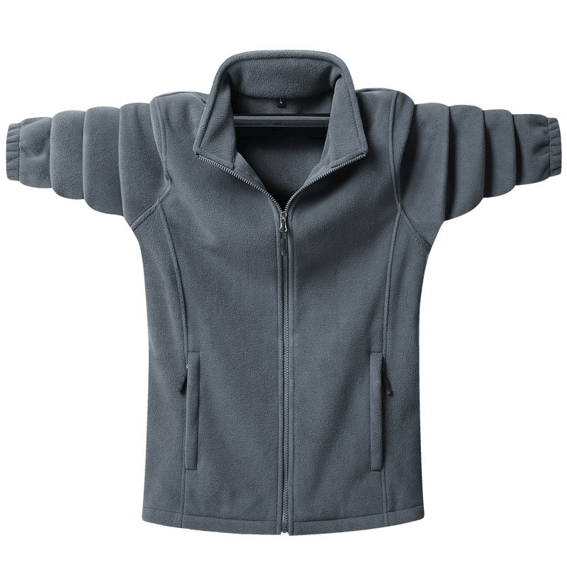 Herren klassische Fleecejacke mit durchgehendem Reißverschluss, Stehkragen und verdeckten Taschen – Taviero