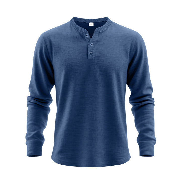 Herren Langarm-Henley-Shirt aus weichem Baumwollmix Echoarchiv