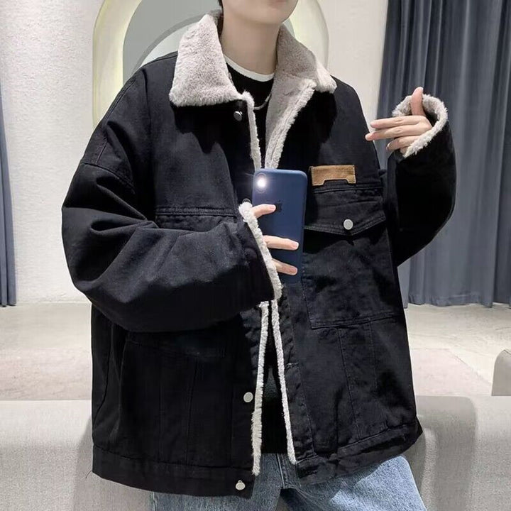 Damen Lässige Denimjacke mit Fleece-Innenfutter Echoarchiv
