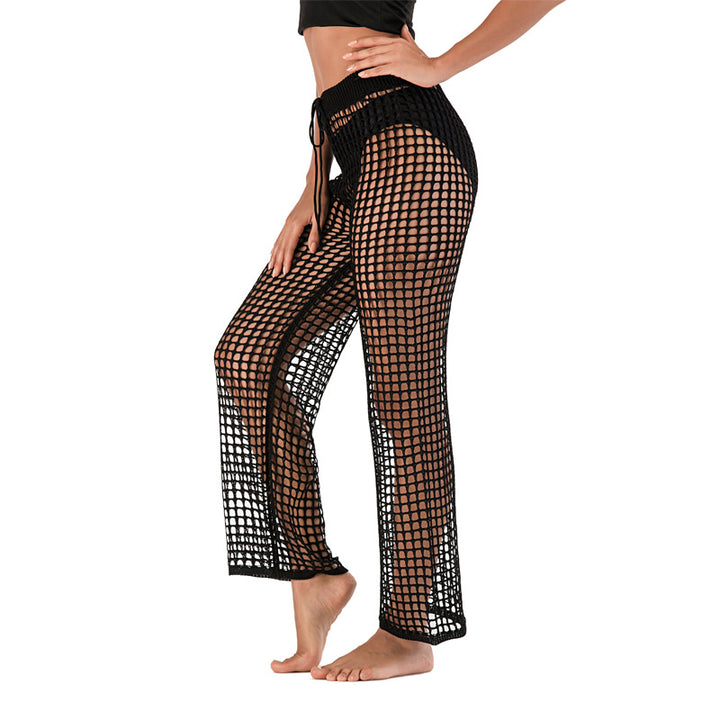 Damen Häkel Strandhose mit hoher Taille und weitem Schnitt Echo Archiv