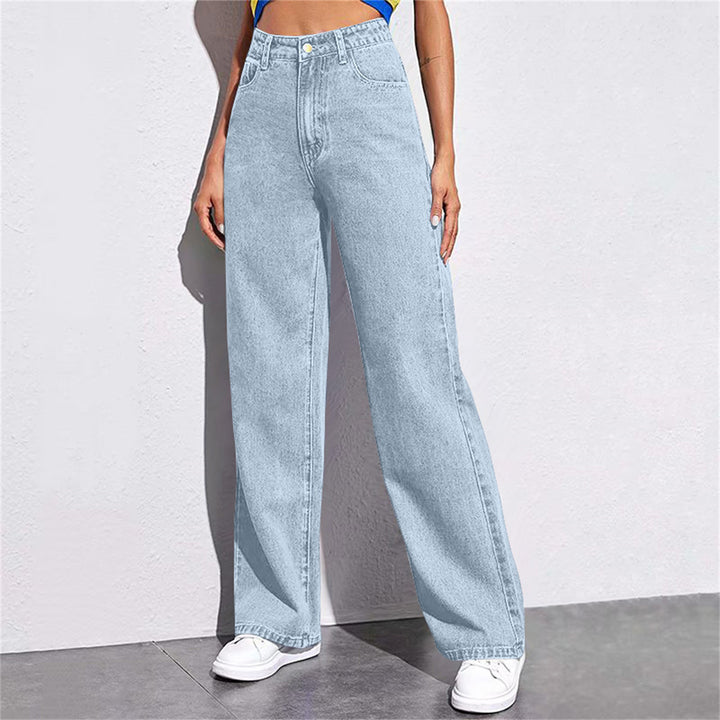 Damen nan hochgeschnittene weite Denim-Hose mit extra weitem Bein und taillierendem Bund Echo Archiv