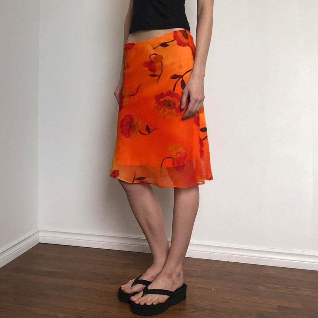 Damen luftiger Maxirock mit floralem Muster Echo Archiv