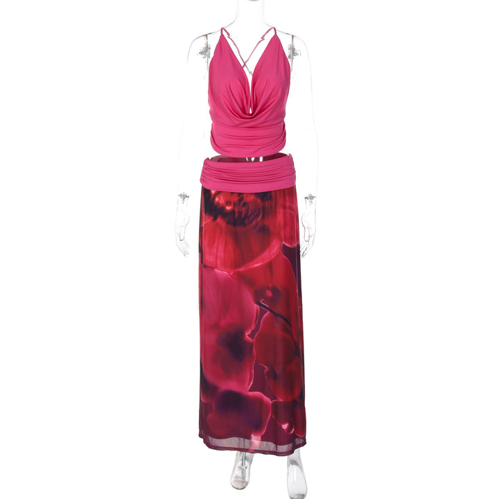 Damen Boho Maxikleid mit raffiniertem Oberteil und floraler Drapierung Echo Archiv